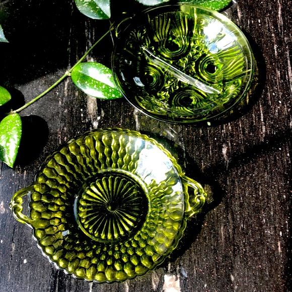 Vintage Green Glassware Trays (2 Pieces) - Picture 1 of 3